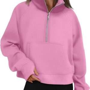 AUTOMET Womens Sweatshirts Half Zip Cropped Pullover Fleece Quarter Zipper