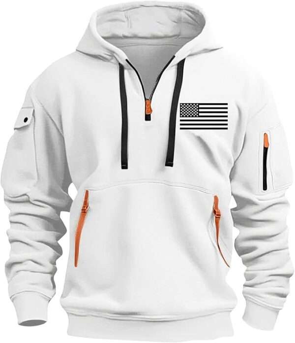 Hoodies for Men Quarter Zip Pullover Tactical Sweatshirt Vintage Long Sleeve Casual