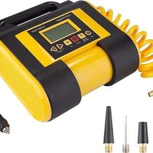 Amazon Basics Tire Inflator Portable Air Compressor Pump with Digital Pressure Gauge, 12V DC, 150 PSI, Black