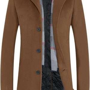 APTRO Men's Wool Trench Coat Winter Hoodie Coat Premium Business Top Coat