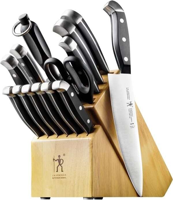HENCKELS Premium Quality 15-Piece Knife Set with Block, Razor-Sharp,