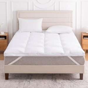3 Inch White Goose Feather Mattress Topper,King Feather Bed Topper,Mattress Cover