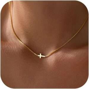Cross Necklace for Women 14K Real Gold Silver Plated Dainty Small Cross Pendant