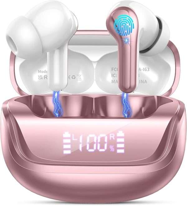 Wireless Earbuds, Bluetooth 5.4 Headphones Bass Stereo, in-Ear Earphones with 4