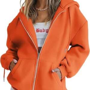Trendy Queen Womens Zip Up Hoodies Oversized Sweatshirts Fall Fashion Outfits