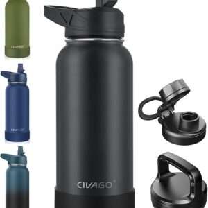 CIVAGO 32 oz Insulated Water Bottle With Straw, Stainless Steel Sports Water Cup