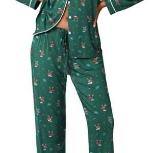 Ekouaer Pajamas Women's Long Sleeve Sleepwear Soft Button Down Loungewear