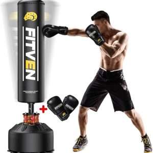 FITVEN Freestanding Punching Bag with Boxing Gloves Heavy Boxing Bag with