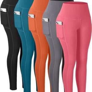 CHRLEISURE Leggings with Pockets for Women, High Waisted Tummy Control