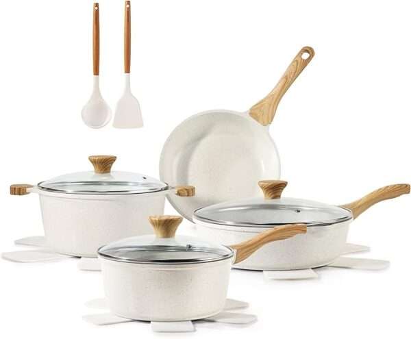 SENSARTE Nonstick Ceramic Cookware Set 13-Piece, Healthy Pots and Pans Set,