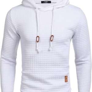 COOFANDY Mens Hooded Sweatshirt Casual Long Sleeve Drawstring Waffle Knit