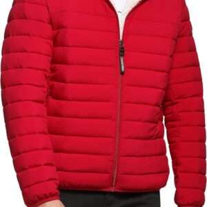 Calvin Klein Men's Hooded Down Jacket, Quilted Coat, Sherpa Lined