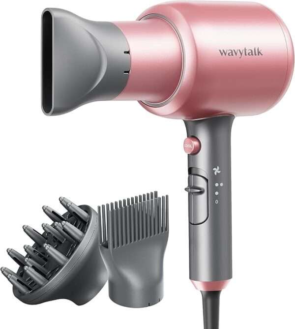 Wavytalk Ionic Hair Dryer Blow Dryer with Diffuser & Comb for Curly Hair
