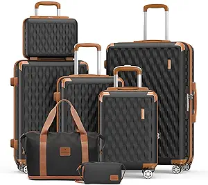 Melalenia Luggage Sets 7 Piece Suitcase Set, Hard Shell Carry on Luggage Travel
