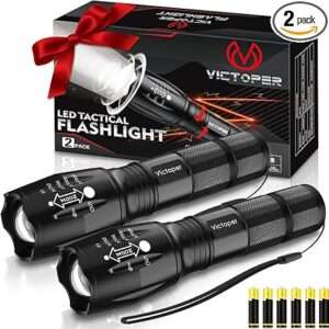Victoper LED Flashlight 2 Pack, Bright 2000 Lumens Tactical Flashlights High Lumens