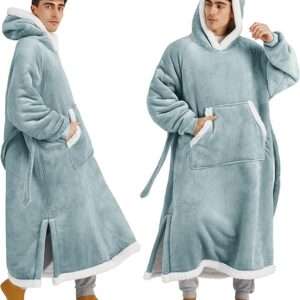 Bedsure Wearable Blanket Hoodie Women - Long Sherpa Hooded Blanket for Adult