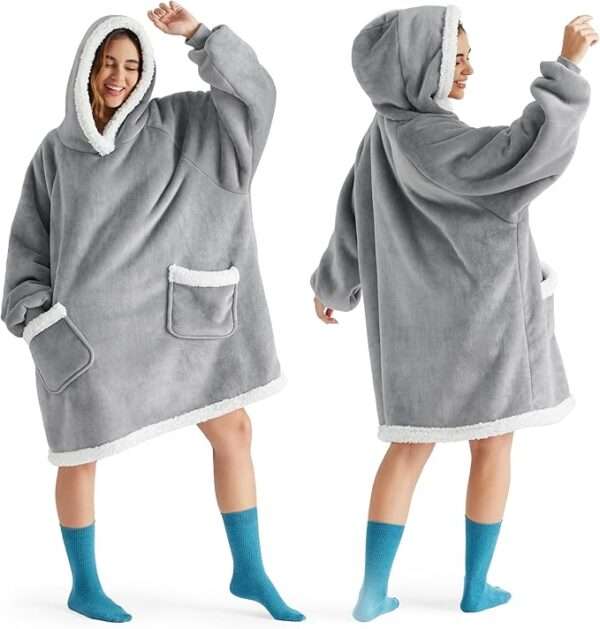 Bedsure Wearable Blanket Hoodie for Adult & Kids - Sherpa Blanket Hoodie as Gifts