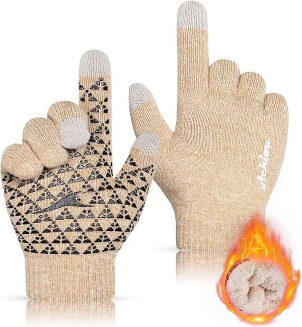 Achiou Winter Gloves for Men Women, Touch Screen Gloves, Upgraded Thicken