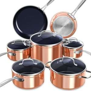 Nuwave Healthy Duralon Blue Ceramic Nonstick Cookware Set, Diamond Infused