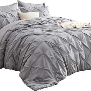 Bedsure King Size Comforter Set - Bedding Sets King 7 Pieces, Pintuck Bed in a Bag