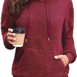 Neineiwu Womens Casual Sherpa Hoodies Fleece Sweatshirts Fuzzy Pullover Fluffy