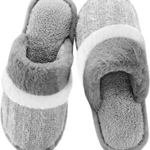 Cozy Slippers for Women Indoor and Outdoor Fuzzy House Shoes with Memory