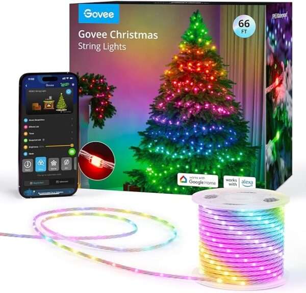 Govee Christmas Lights 66ft, Smart RGBIC Christmas String Lights App-Controlled,