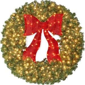 Best Choice Products 60in Large Artificial Pre-Lit Fir Christmas Wreath Holiday