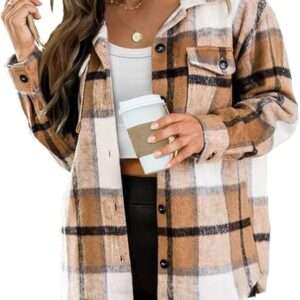 AUTOMET Womens Fall Outfits Fashion Clothes Shackets Flannel Plaid Button Down
