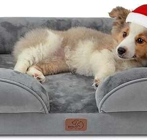 Bedsure Orthopedic Dog Bed for Medium Dogs - Waterproof Dog Sofa Beds Medium, Supportive Foam Pet Couch Bed with Removable Washable Cover, Waterproof Lining and Nonskid Bottom, Grey, 28"x23"x6.5"