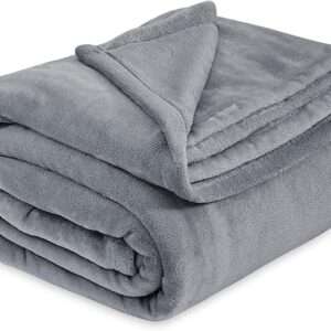 Bedsure Fleece Bed Blankets Queen Size Grey - Soft Lightweight Plush Fuzzy Cozy