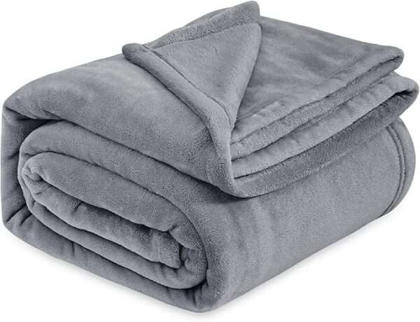 Bedsure Fleece Bed Blankets Queen Size Grey - Soft Lightweight Plush Fuzzy Cozy