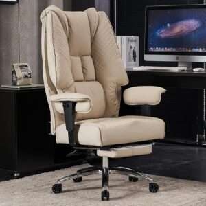 Big and Tall Office Chair 400lbs Wide Seat, Leather High Back Executive Office Chair