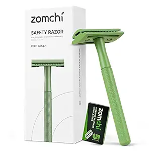 ZOMCHI Women Safety Razor with 5 Double Edge Safety Razor Blades, Metal Double