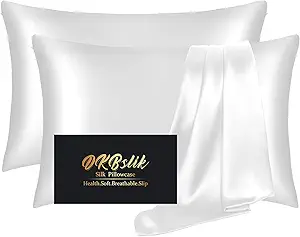 Silk Pillow Cases 2 Pack, Mulberry Silk Pillowcases Standard Set of 2, Health, Smooth