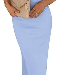PRETTYGARDEN Women's Summer Bodycon Maxi Tube Dress Ribbed Strapless Side