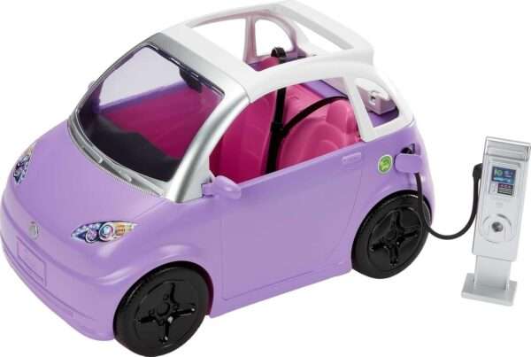 Barbie Doll Accessories, Toy Car Electric Vehicle with Charging Station, Plug