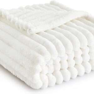Bedsure White Throw Blanket for Couch - GentleSoft Cozy Soft Blankets for Women