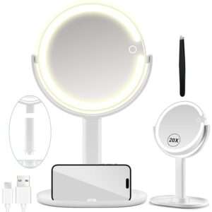MIYADIVA Lighted Makeup Mirror, 20X Magnifying Mirror with Ligh