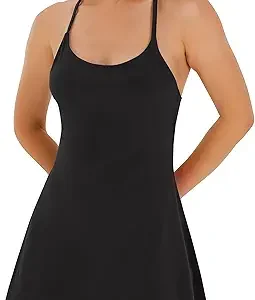 Womens Tennis Dress, Workout Dress with Built-in Bra & Shorts Pockets Summer