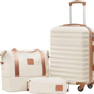 Coolife Suitcase Set 3 Piece Carry On Hardside Luggage with TSA Lock Spinner Wheel