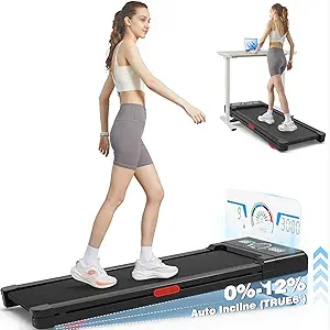 Walking Pad Treadmill with 12% 9-Level Auto Incline, 450 lbs Capacity and RGB LED