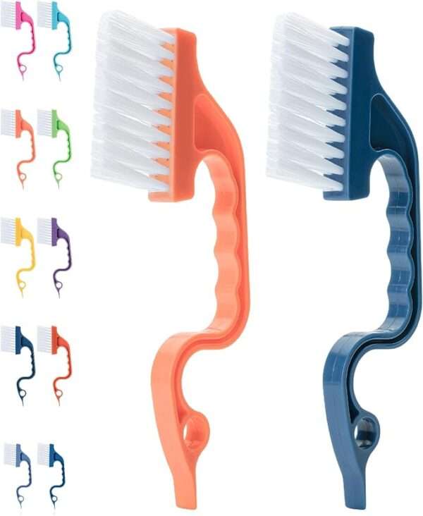 Slick- Window Track Cleaning Brush, 2 Pack, Navy Blue/Orange Ergonomic Handle