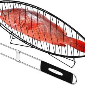 RTT's Premium Stainless Steel Large Fish Basket for Grilling - Folding Grill