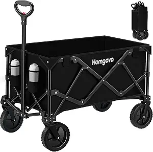Collapsible Folding Wagon Cart 150L,Heavy Duty Garden Cart with All Terrain Wheels