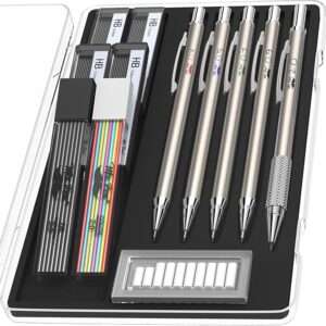 Mr. Pen- Metal Mechanical Pencil Set with Lead and Eraser Refills, 5 Sizes, 0.3, 0.5, 0.7