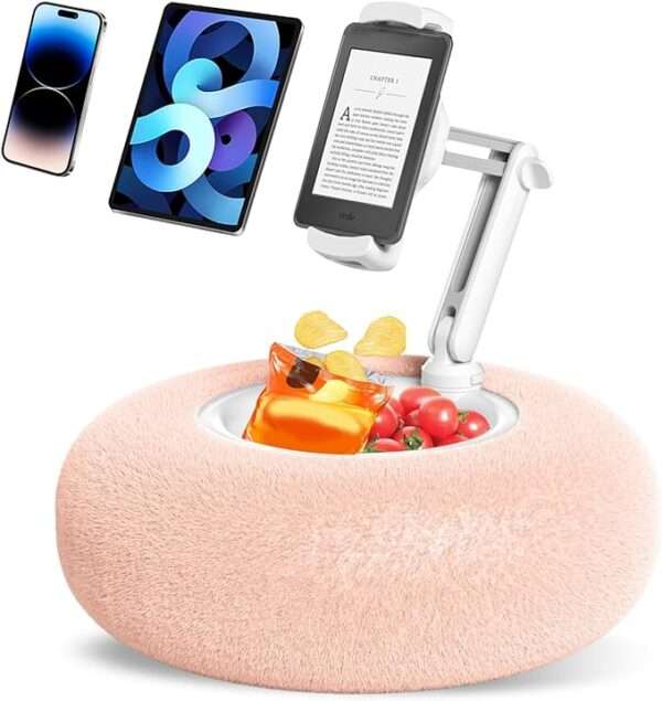 Pillow Stand Holder for Kindle Tablet iPad with Snack Bowl, Lap Cozy Pillow Stand