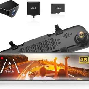 WOLFBOX G840S 12" 4K Mirror Dash Cam Backup Camera, 2160P Full HD Smart