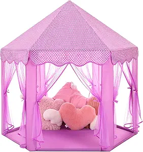 Monobeach Princess Tent Girls Large Playhouse Kids Castle Play Tent with Star Lights