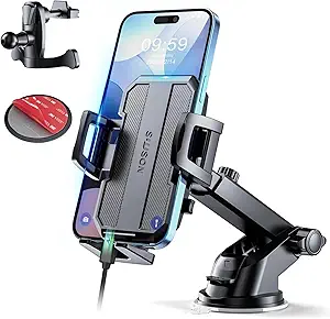 Upgraded 3-in-1 Car Phone Holder Mount [Powerful Suction] Phone Mount for Car